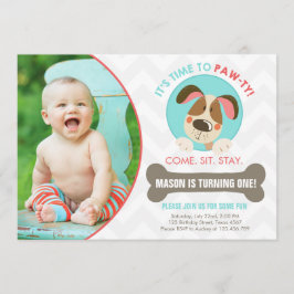 Galón del rojo azul de la invitación del perro de