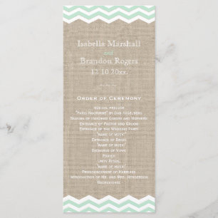 Galones de la menta en programa de la boda de la