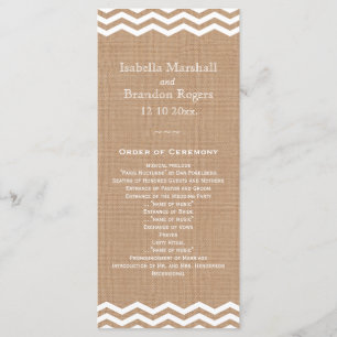 Galones en programa de la boda de la arpillera