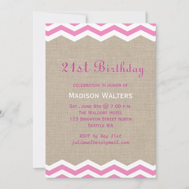 Galones rosados en la invitación del cumpleaños de (Anverso)
