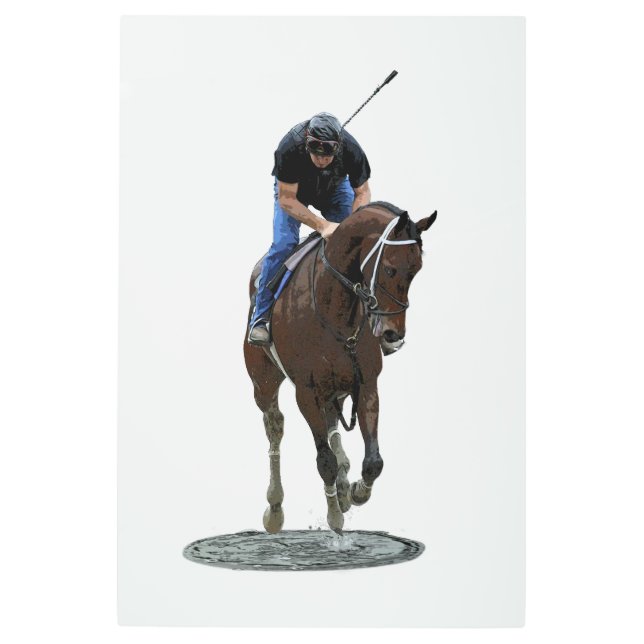Galopando A Caballo Y Jinete Arte Metalizado (Anverso)