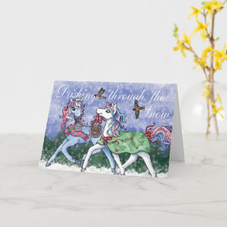 ¡Galopando a través de la nieve! Tarjeta de pony d