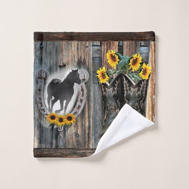 Galopando Cowboy Boots Horseshoe Sunflowers (Toallita)