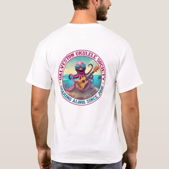 Galveston Ukulele Camiseta masculina Octopus redon (Reverso)