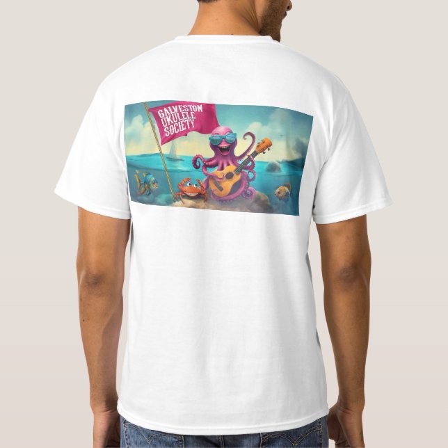 Galveston Ukulele Society GUS camiseta de pancarta (Reverso)
