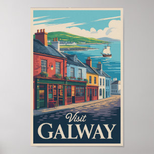 Galway Irlanda Ilustracion Viajes arte Vintage