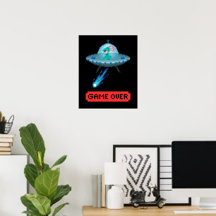 'Game Over' Alien Volando Ovni Nave Espacial, Arte