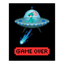 'Game Over' Alien Volando Ovni Nave Espacial, Arte