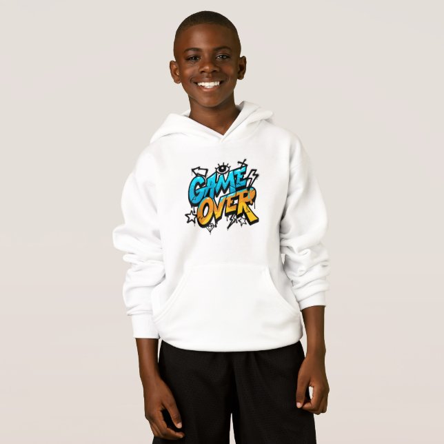 Game Over Graffiti Hoodie - Retro Gaming Style (Anverso completo)
