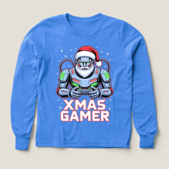 Gamer Christmas Gifts Cyber Santa Robot Xmas Gamer (Diseño frontal)