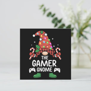 Gamer Gnome Buffalo Plaid Matching Familia Navidad