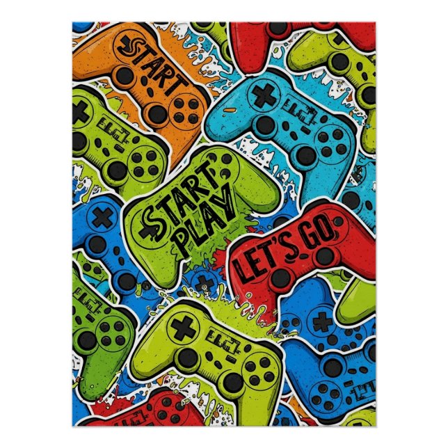 Gamer Pattern Glossy Poster (Anverso)