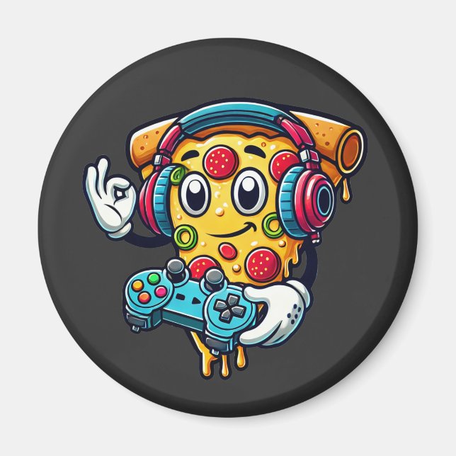 Gamer Pizza Video Gaming Food imán (Frente)