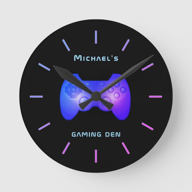 GAMING DEN Gamers personalizado reloj de pared (Anverso)