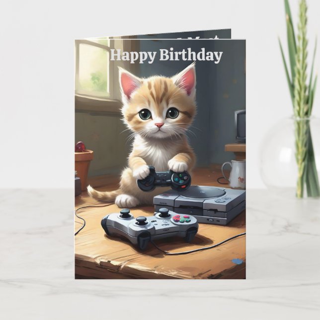 Gaming Gaming Gatito Adorable, Tarjeta de Cumpleañ (Anverso)