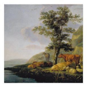 Ganado cerca de un río Aelbert Cuyp Póster