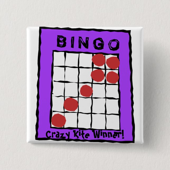 ¡Ganador loco de la cometa! botón del bingo (Anverso)