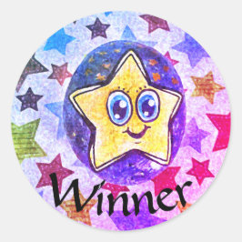 Ganador, pegatina de dibujo de estrellas de arte f