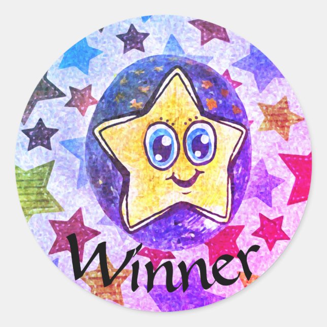 Ganador, pegatina de dibujo de estrellas de arte f (Anverso)