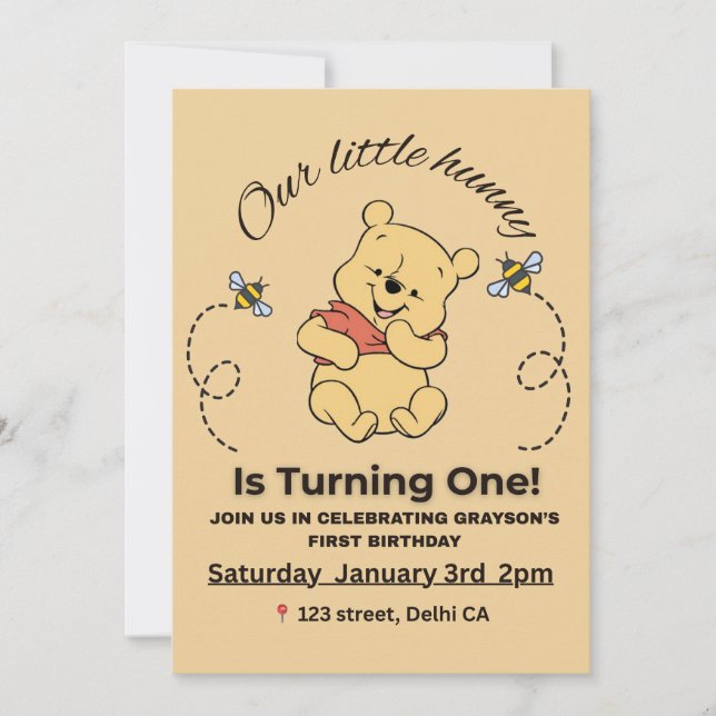Ganar la invitación de cumpleaños de Pooh (Anverso)
