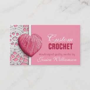 Ganchillo - tarjetas de visita en forma de corazó