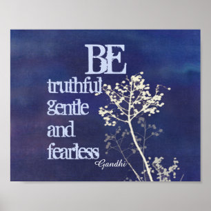 Gandhi cita poster azul naturaleza arte motivación