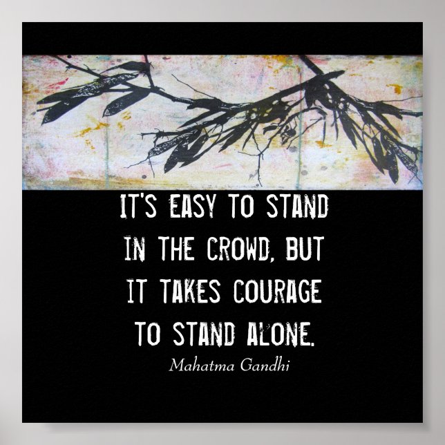 Gandhi sobre el coraje citas motivacionales arte d (Frente)