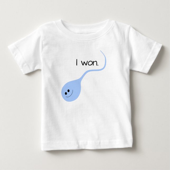 Gané una camiseta azul divertida para bebé (Anverso)