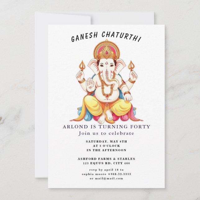 ganesh chaturthi Birthday Invitación (Anverso)
