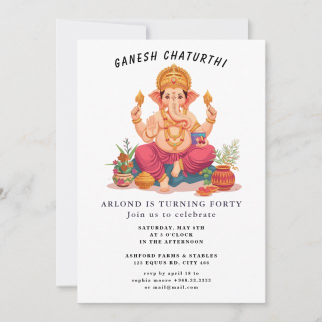 ganesh chaturthi Birthday Invitación (Anverso)