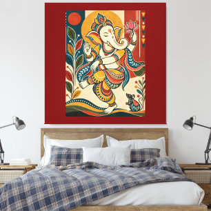 Ganesha bailarín colorido - Arte popular tribal in