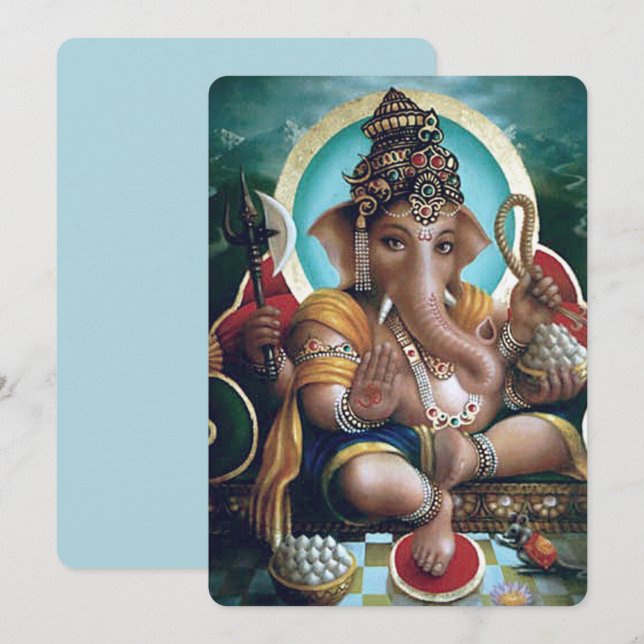 Ganesha de dioses indios - Tarjeta de saludo (Anverso / Reverso)