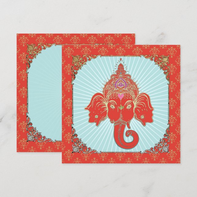 GANESHA Dios indio - Tarjeta de invitación (Anverso / Reverso)
