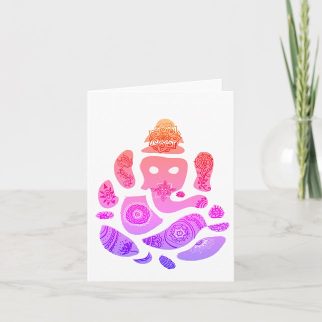 Ganesha Elepnat Tarjeta de Nota Colorida de Dios (Anverso)