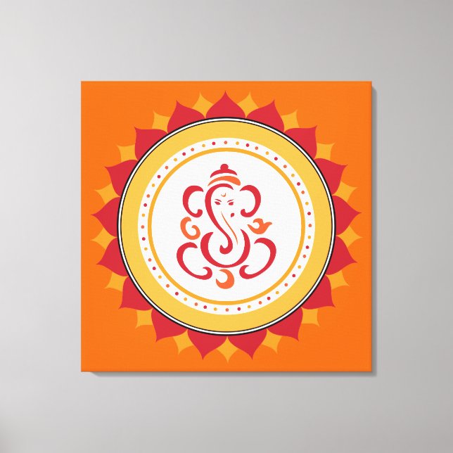 Ganesha moderna envuelto arte en pared de lienzo (Anverso)