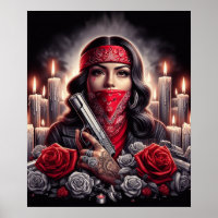 Gangster Chica Hip Hop arte chicano gráfico