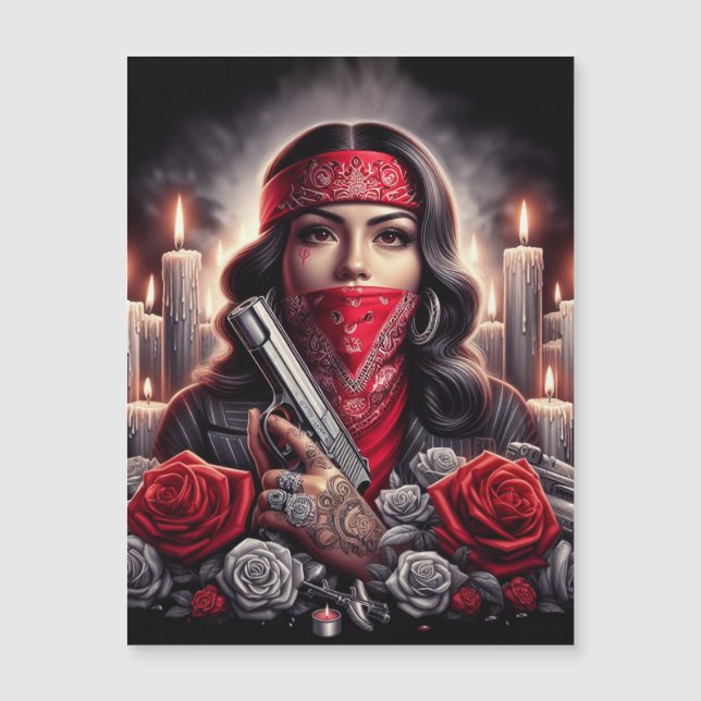 Gangster Chica Hip Hop arte chicano gráfico (Anverso)