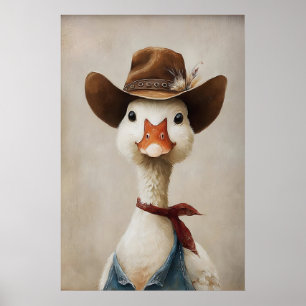 Ganso con sombrero de vaquero, arte de pared de ga