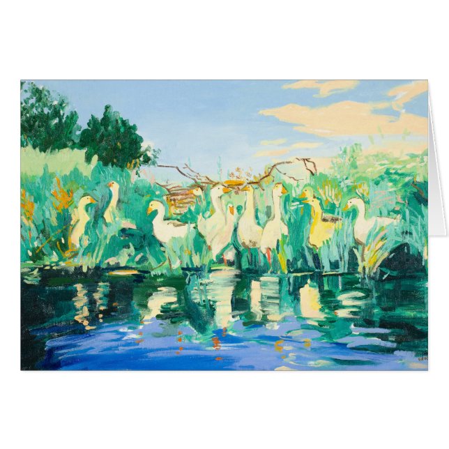 Gansos y patos por el personalizable del río (Anverso (Horizontal))