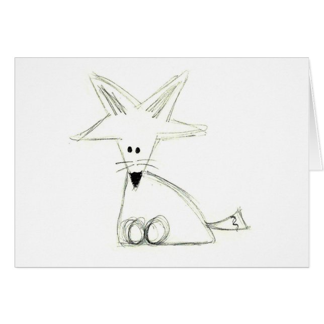 garabato de zorro gris blanco negro niños simples  (Anverso (Horizontal))