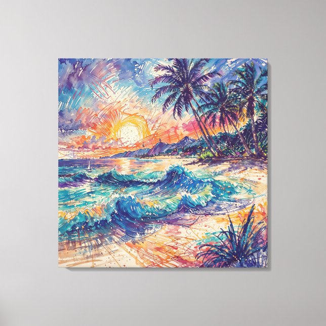 Garabatos de Playa - Estilo de Arte de Línea en Pa (Anverso)