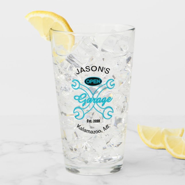 Garage Wrenches Drinkware Glass Tumbler Soda Tea (Anverso (hielo))