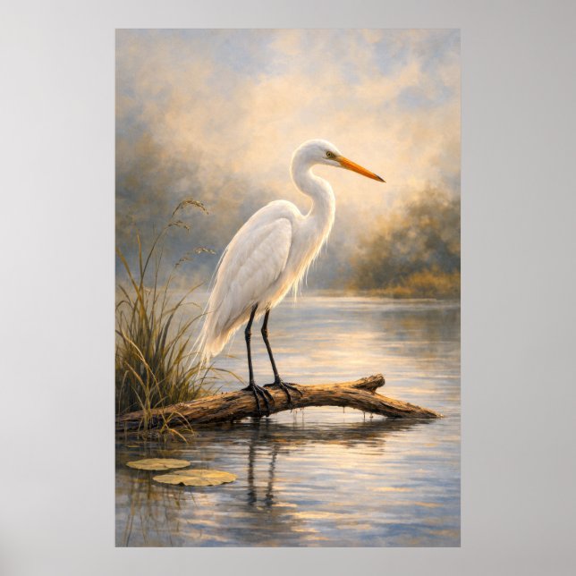 Garceta de Estuario | Fauna Costera | Póster (Frente)