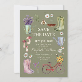 Garden Baby Shower Guardar la tarjeta de fecha