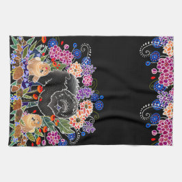 GARDEN FIESTA chow toalla de cocina fondo negro