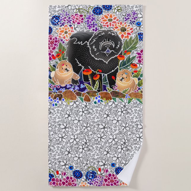 GARDEN FIESTA chow toalla de playa fondo blanco (Anverso)