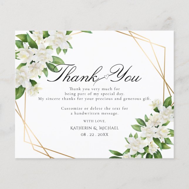 GARDEN FLORAL GREENERY Boda Gracias Tarjeta (Anverso)