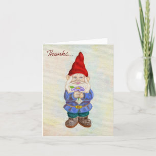 Garden Gnome con tarjeta de agradecimiento de Flor