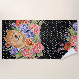 GARDEN PATH chow toalla de playa fondo negro