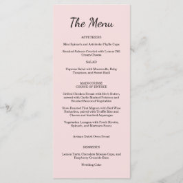 Garden Rose Pink Wedding Menu 